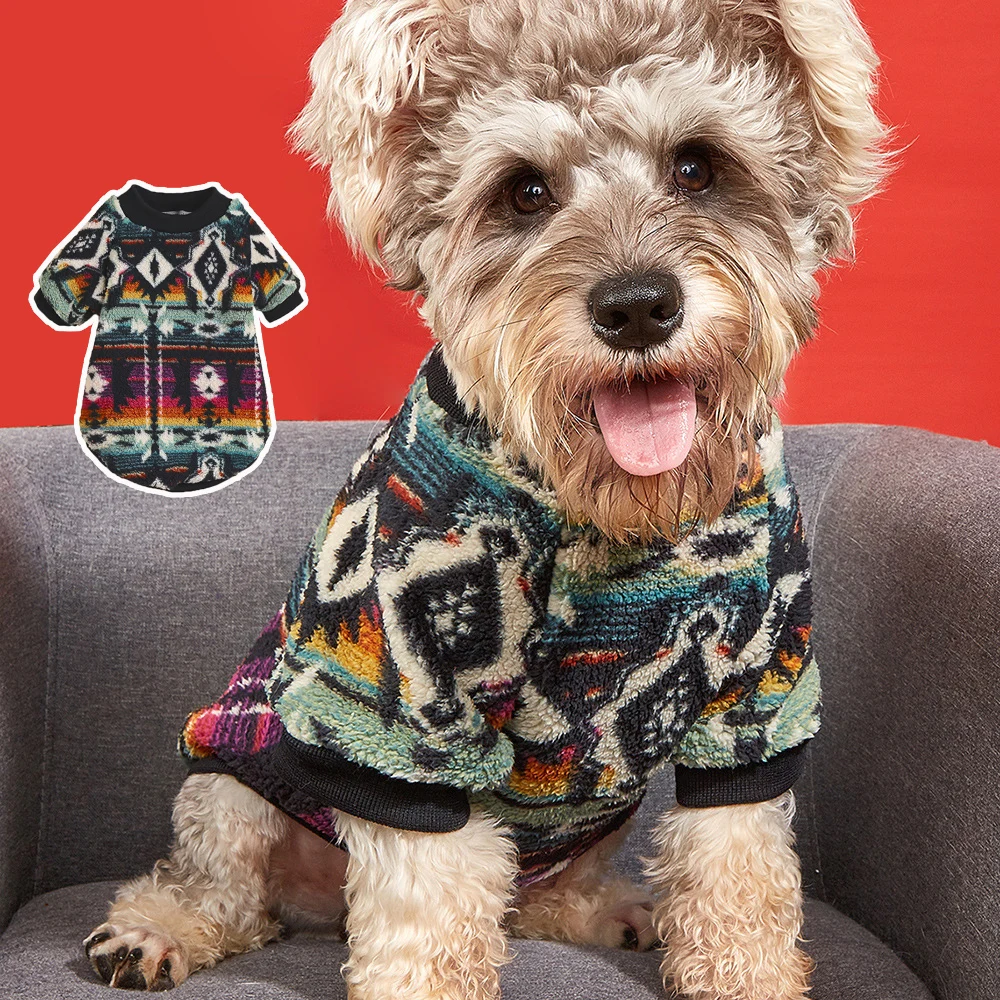 2-Legged Pullover Outfit Pet Plush Polyester Sweatshirt National Style Puppy Dog Hoodie Sweater Coral Fleece Small Dog Coat Cool