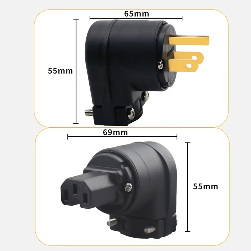 

15A 125V Electrical XSSH Audio Hi-end Hifi Pure Copper Plating Gold Rhodium AC Female Male IEC US Power Plug Connector