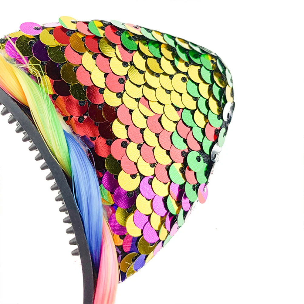 

Повязка на голову с блестками в виде единорога, стильная вечеринка, Хэллоуин, маскарад, косплей, обруч для волос, концертный аксессуар, обруч для волос с единорогом