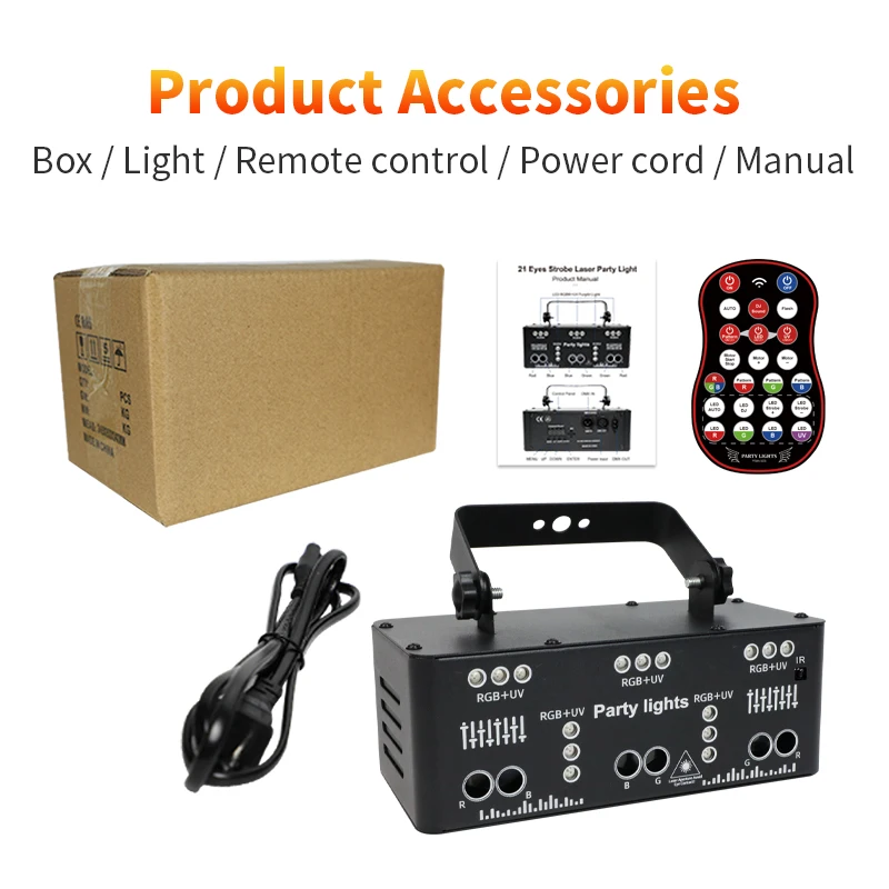 21eye UV Laser Projector RGB Color Light Effect DMX Control Party Disco Dance Floor Atmosphere Suitable for Music Festivals DJ