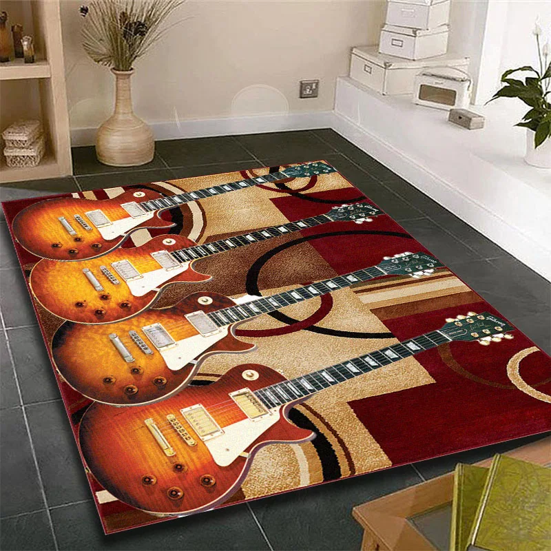 Home Decoration Guitar Printing Living Room Rug  Camping Picnic Mat Non-slip E-sports  Yoga  alfombra