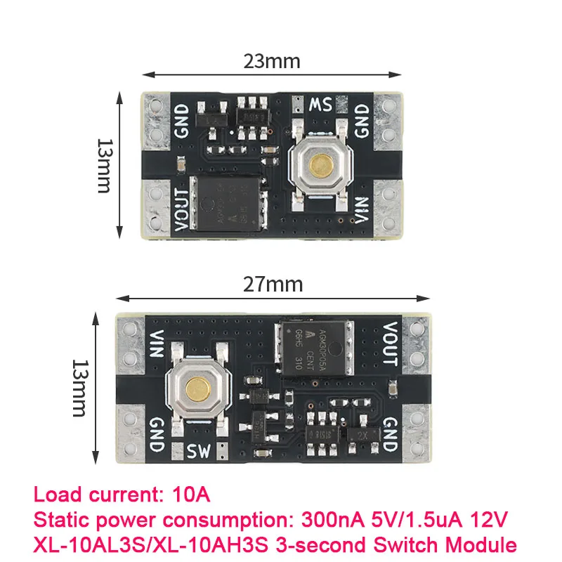 3-second 3S Switch Module long-press switch 10A Current Load Low Power Consumption 300nA 5V 1.5uA 12V Wide Voltage 3.5-5.4V