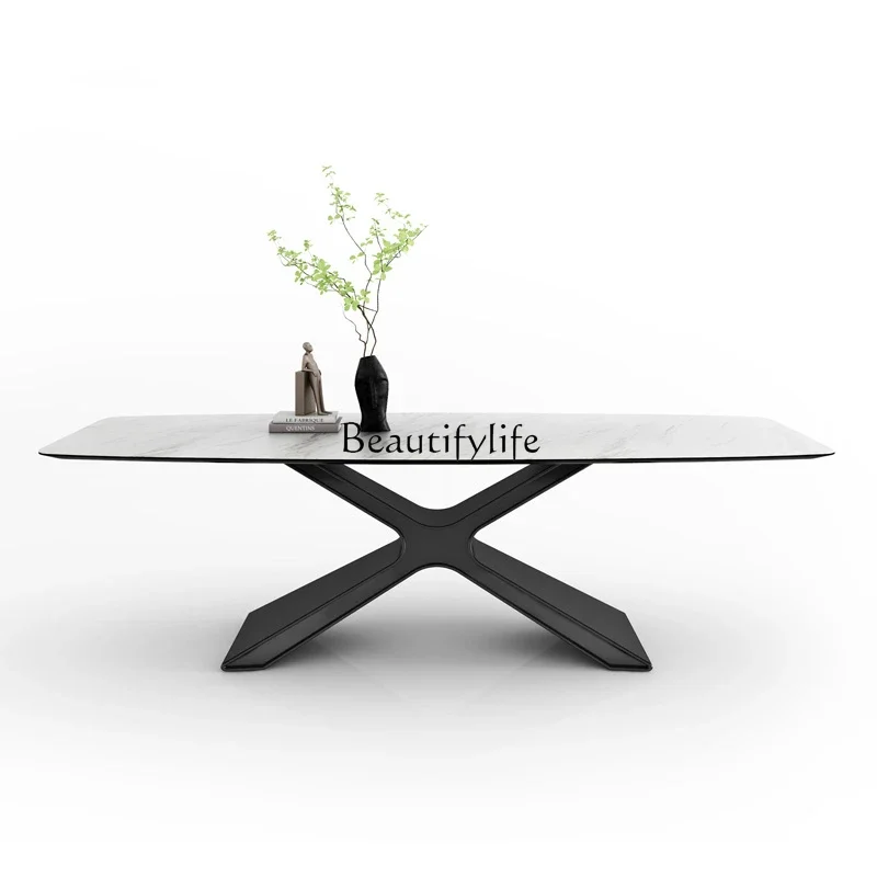 

ls 18-*Italian imported rock slab dining table modern minimalist high-end household rectangular table