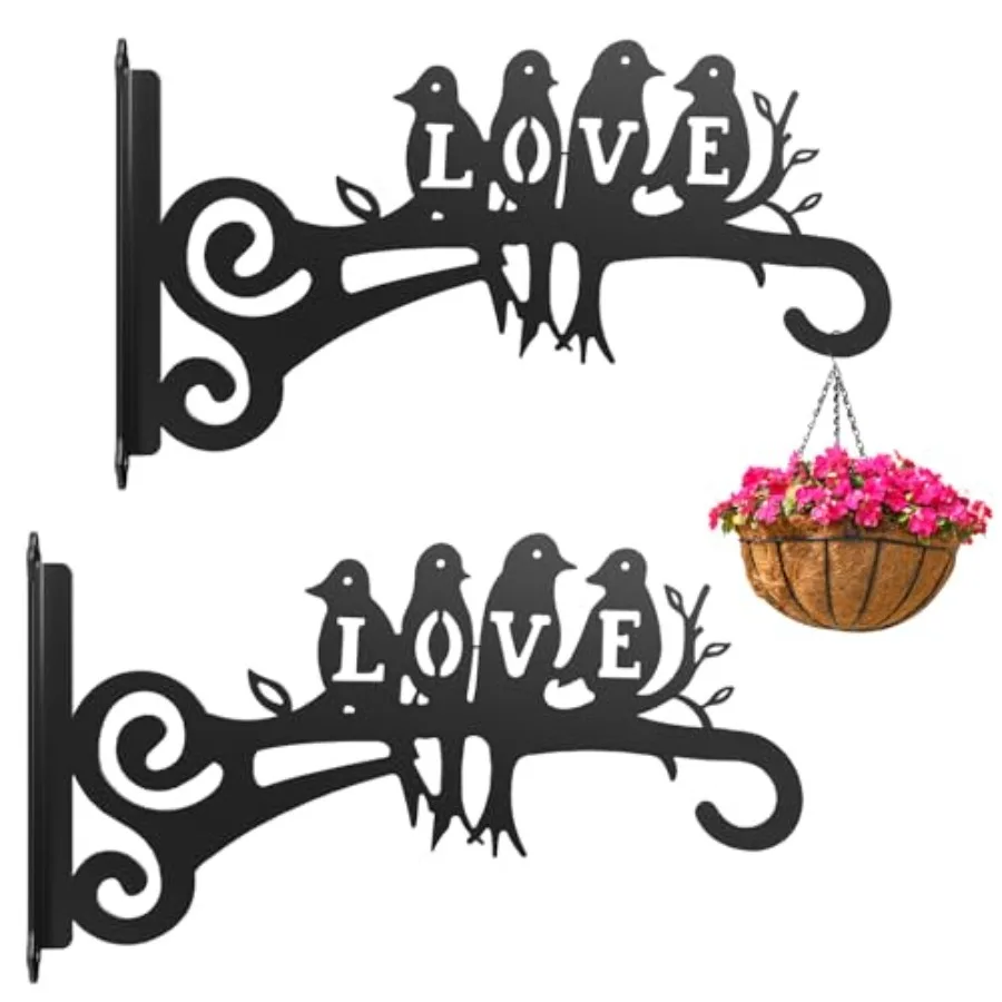 

2Pack Aesthetic Plant Hangers Outdoor and Indoor 10 Inch Metal Hanging Plant Bracket with Beautiful Bird Pattern Anti Rust Plan