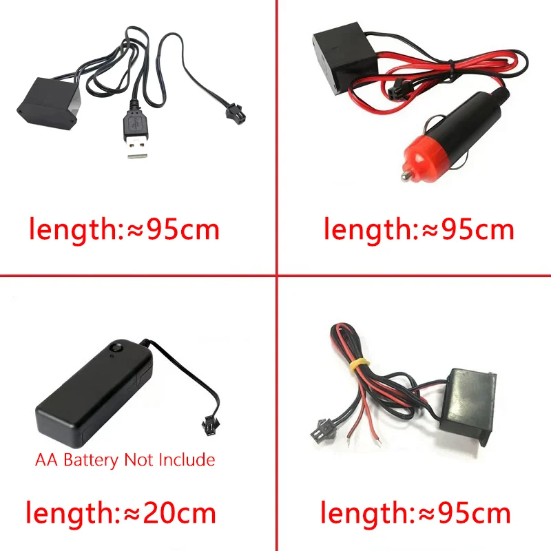 

0-10M DC 5/12V EL Decorative Light Strip Power Supply Adapter USB Plug/Cigarette Lighter/Wire Control/Battery Box Power Driver