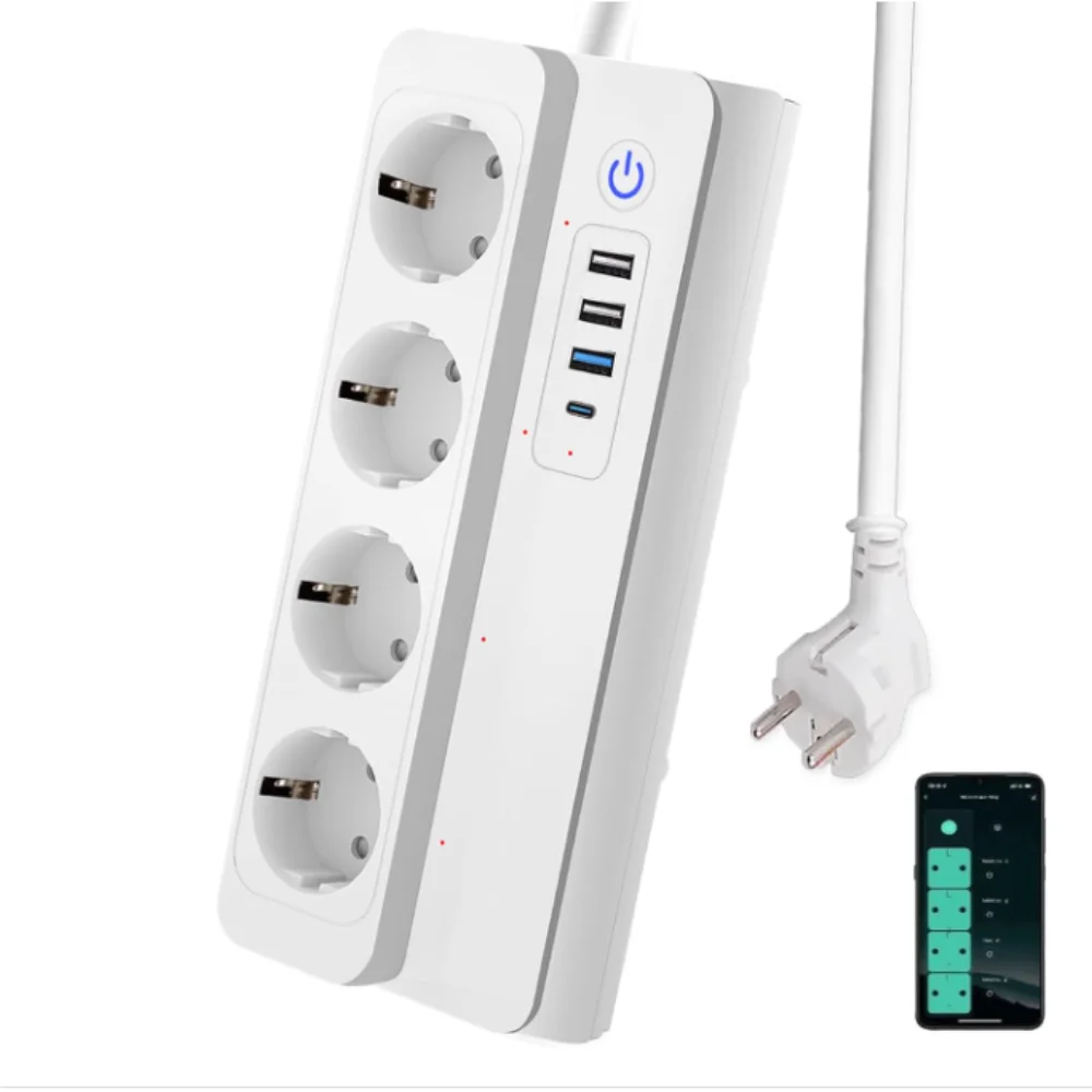 ZigBee multi socket, with 3 USB 18W and 1 USB C 20W power board surge protection, Phililips HUE Alexa Google Home compatible