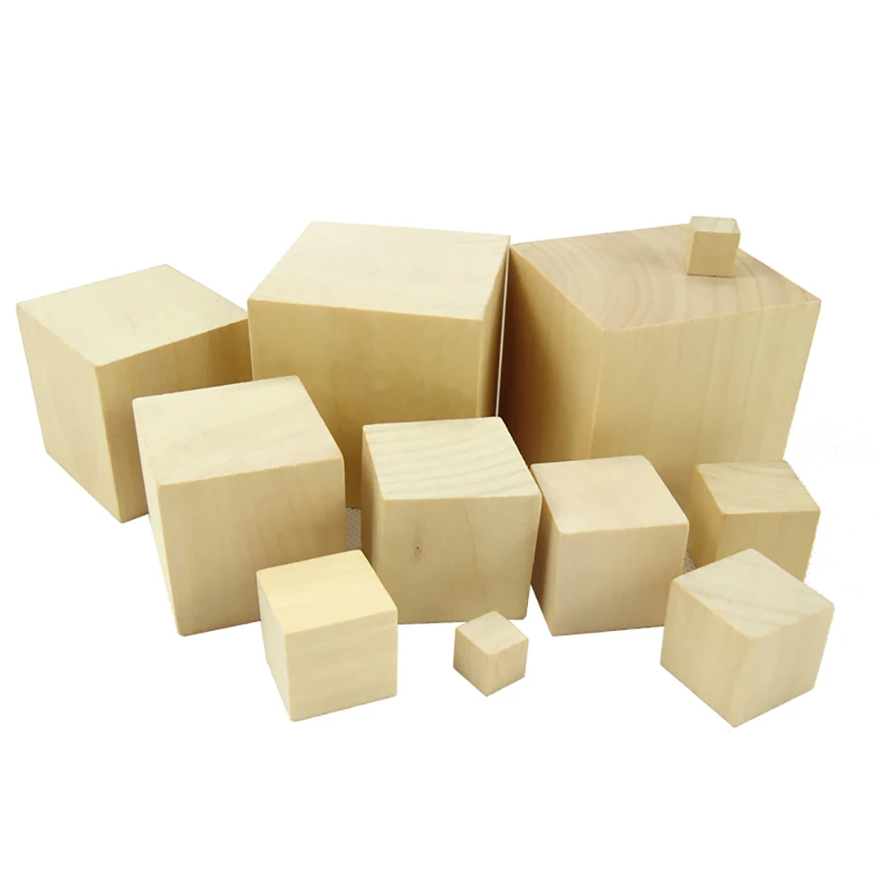 DIY Wooden Square Blocks 0.8/1/1.5/2/2.5/3/3.5/4/5/6cm Wood Solid Cubes for Woodwork Craft Kids Toy Puzzle Making Material