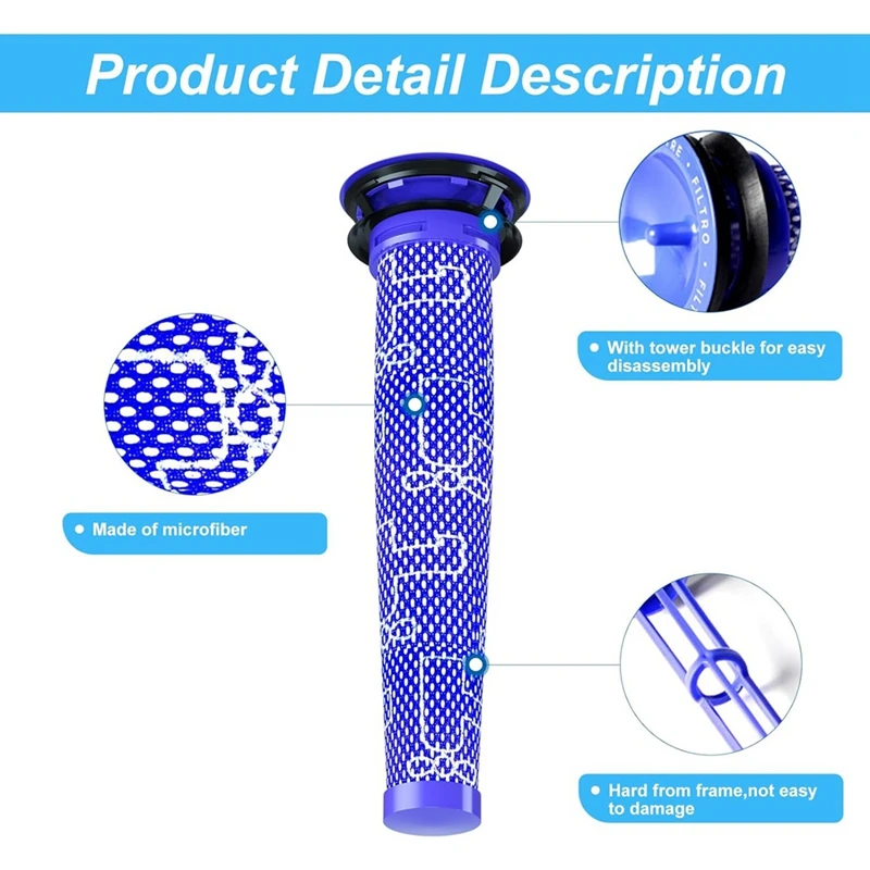 Запчасти для фильтров Dyson V7 V8 SV10, 3 Контактных фильтра и 5 пред фильтров, заменяют детали 965661-01 и 967478-01