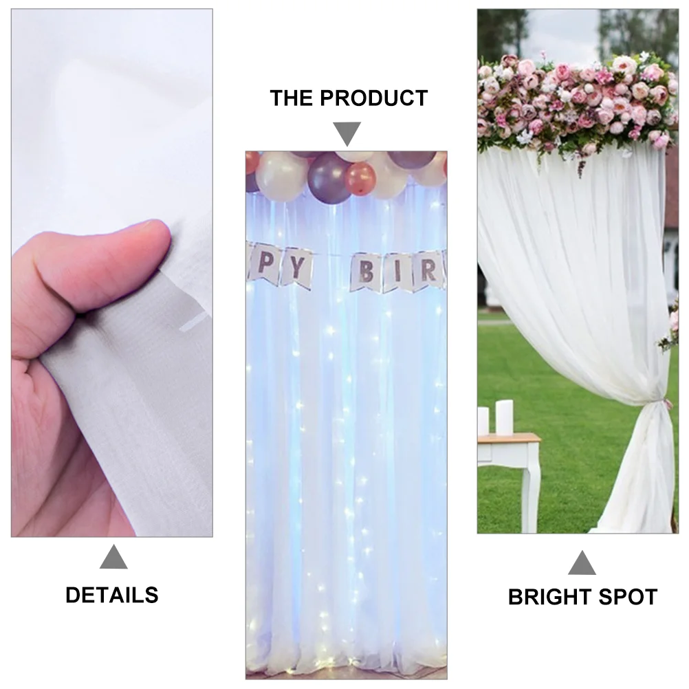 2 Pcs Chiffon Backdrop Curtain Party Decorations Supplies Runners Guests Window Engagement Drapery Wedding Toilet Bride