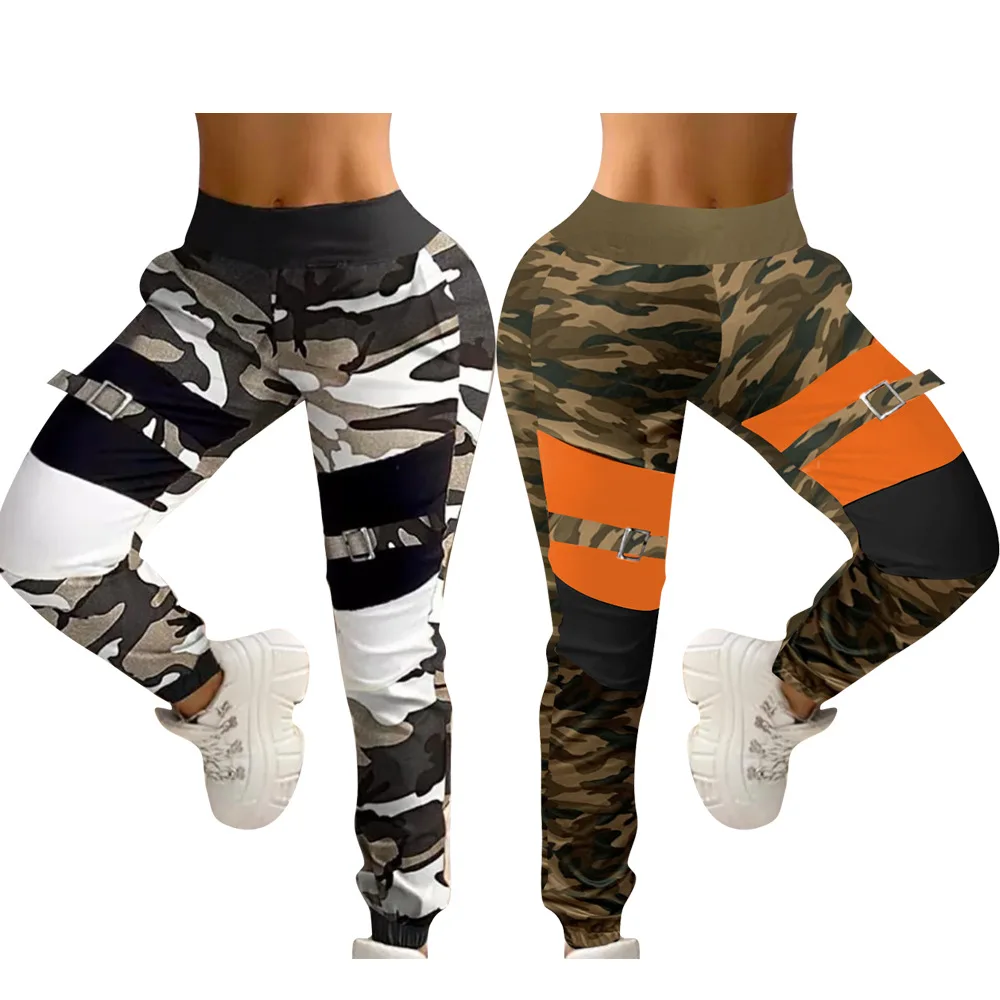 Calças de jogging vintage patchwork europeu e americano, outono, inverno, 2023 moda, calça casual estampada com camuflagem