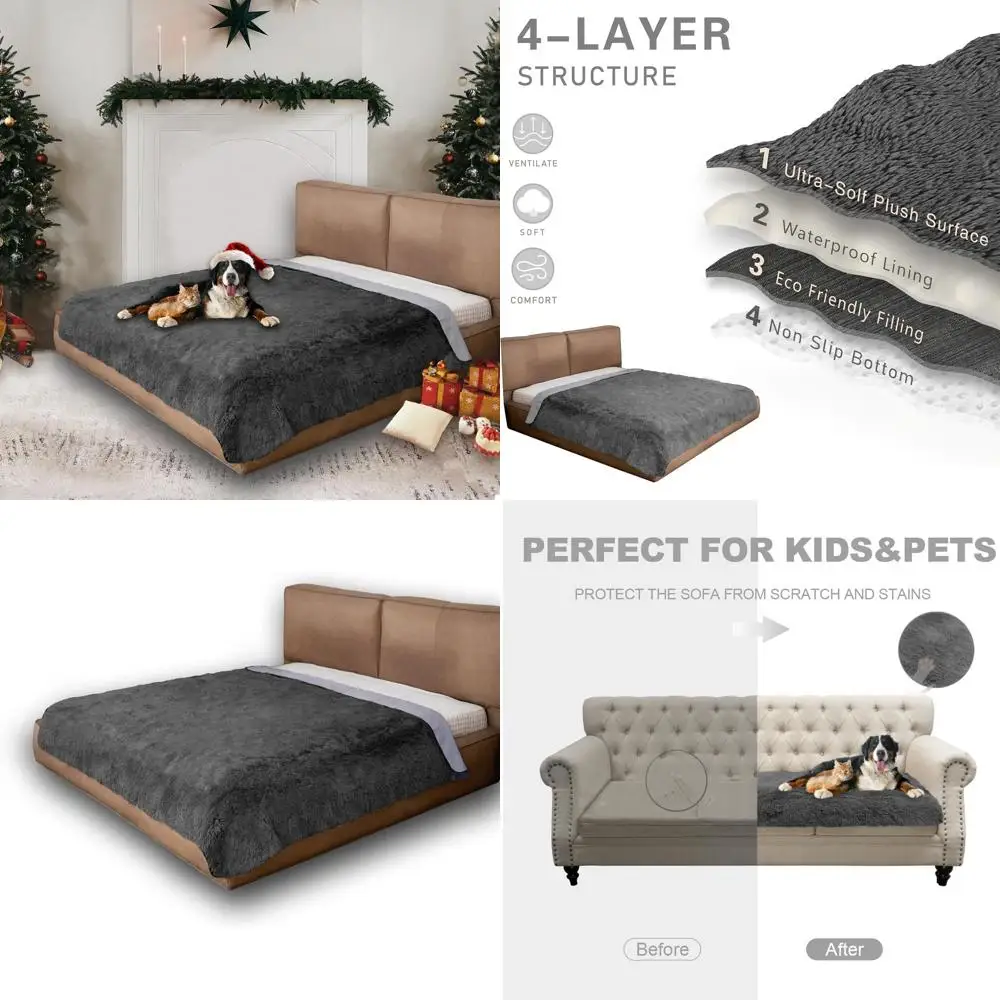 

Waterproof Dog Bed Cover, Dog Pad Soft Plush Pet Blanket with Anti-Slip Back for Bed Couch Sofa, Furniture Protector for Small,