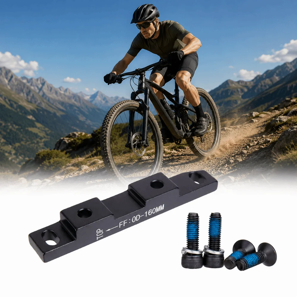Aluminum Alloy Disc Brake Caliper Adapter for 140mm/160mm Rotor Flat Mount Disc Brake Adaptor with Spacers and Screws view 4