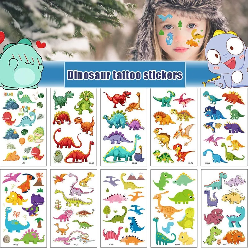 10 Pack Gefälschte Tattoo Aufkleber Cartoon Temporäre Tattoos Kinder Arm Tattoos Kinder Dinosaurier Spaß Partei Tattoo Aufkleber