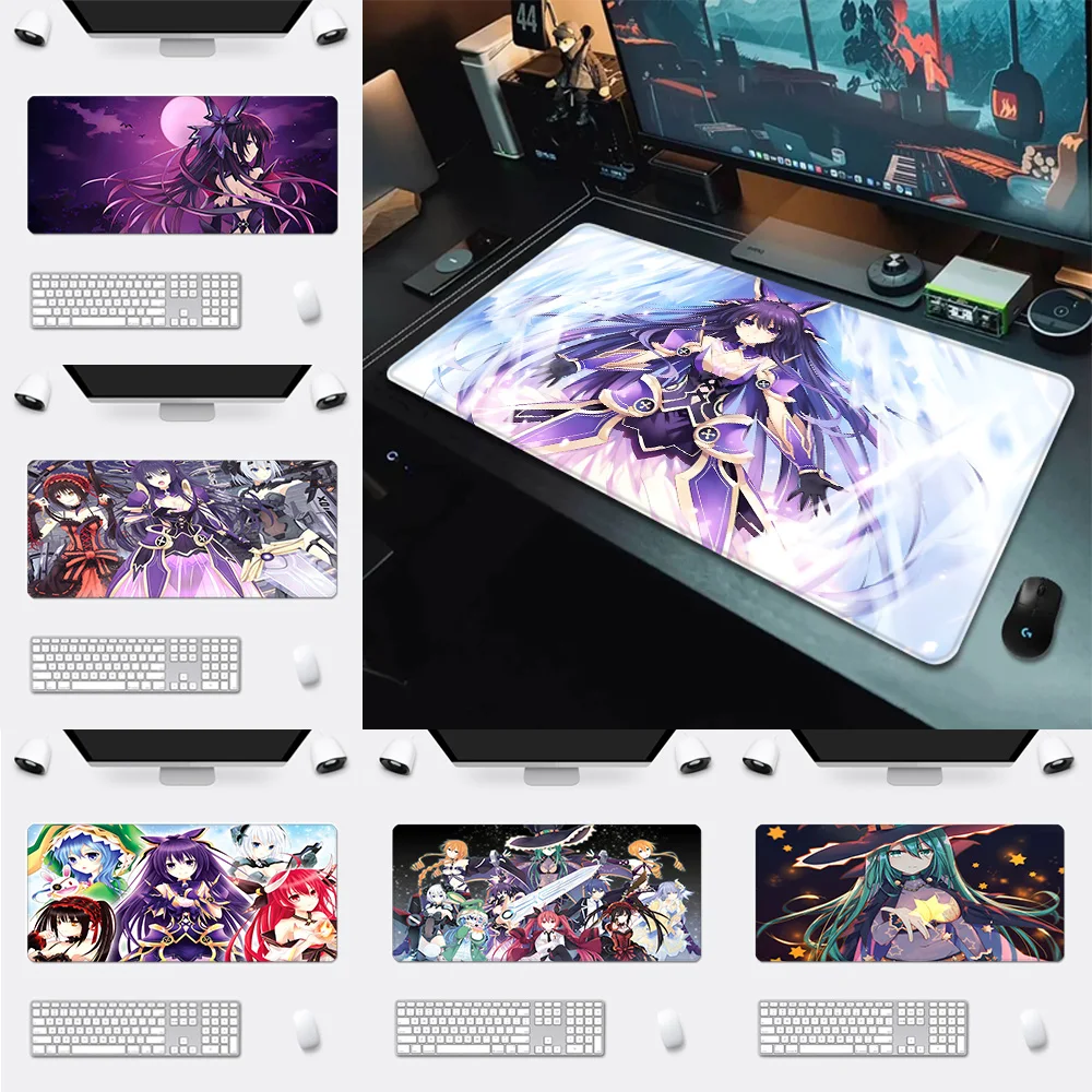 D-DATE A LIVE Mousepad HD Printing Computer Gamers Locking Edge Non-slip Mouse Pad XXL90x40cm Keyboard PC Desk Pad