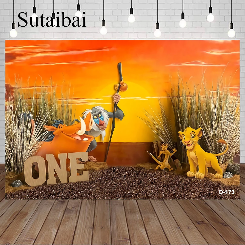 

Disney Lion King Simba Custom Backdrop Forest Kids Birthday Party Photo Background Sunset Baby Shower Banner Poster Cartoon