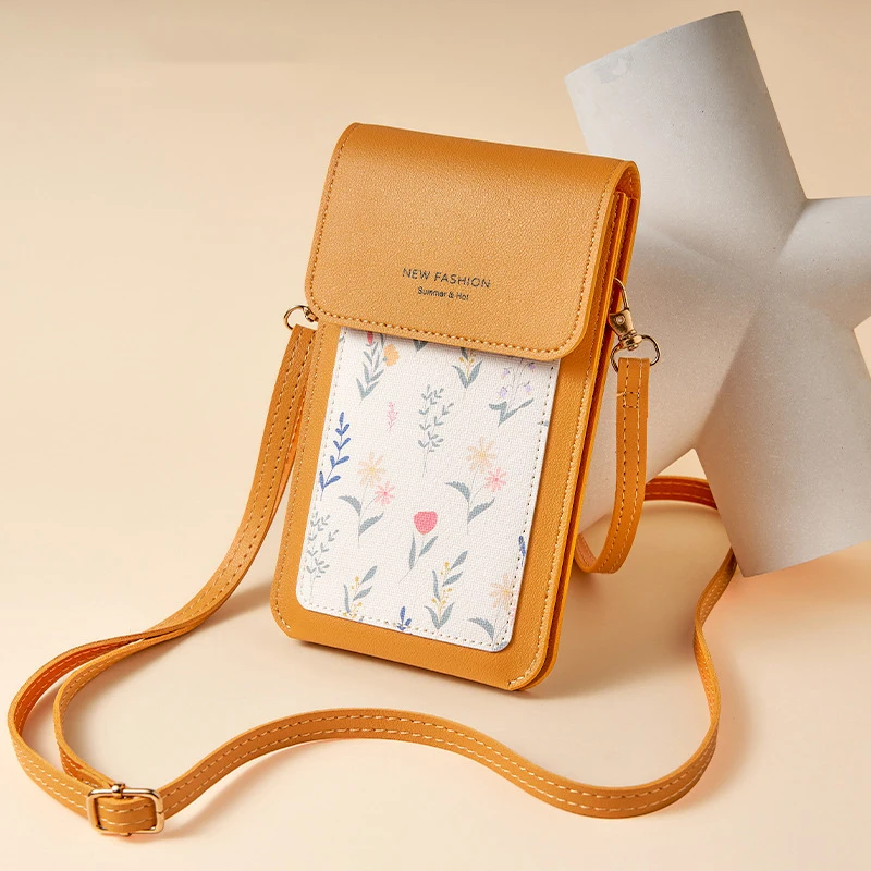 Fahion Women Shoulder Bag PU Leather Phone Pouch Touchable Screen Case Girl Crossbody Phone Bag Card Hold Purse Key Wallet