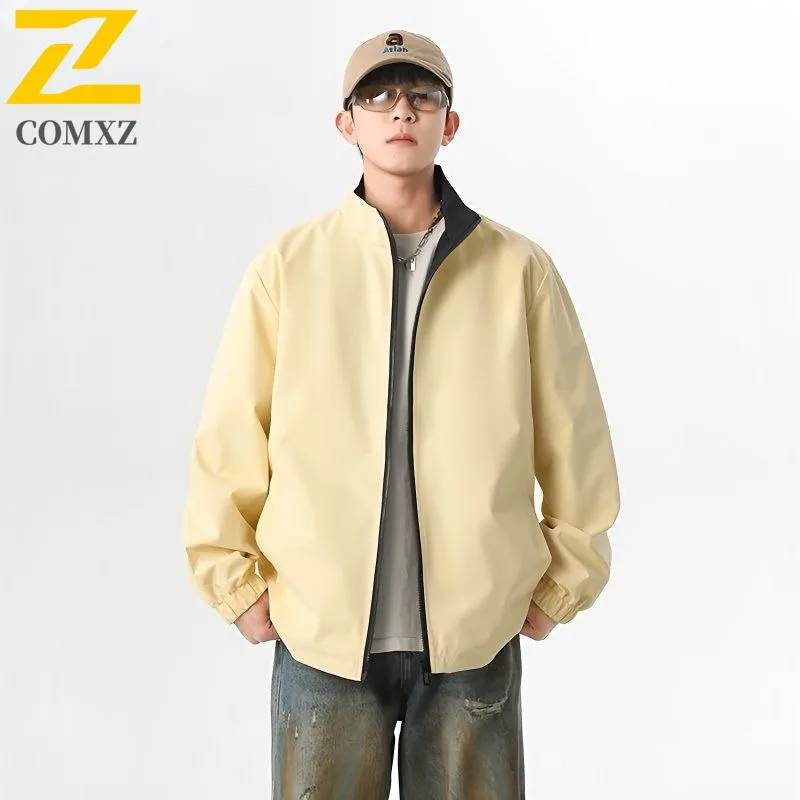 

COMXZ брендовая роскошная мужская куртка с воротником-стойкой, легкая ветровка для верховой езды, очень большая удобная осенняя мужская одежда