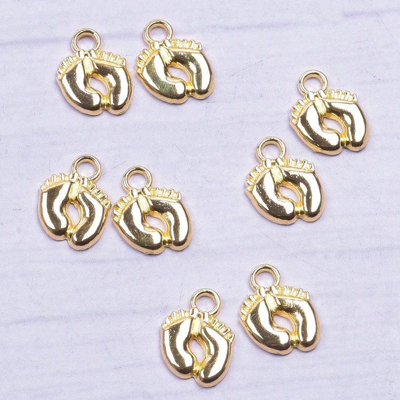 20-50pcs Charms Baby Feet Foot Gold Color Pendants For Jewelry Making Women DIY Footprint Necklace Bracelet Handmade Craft Bulk