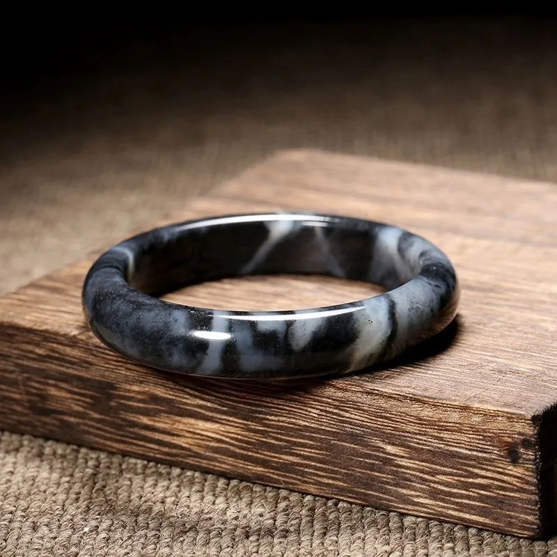 

Ink Jade Blue and White Bracelet, Exquisite Fashion Versatile Jade Bracelet Jewelry