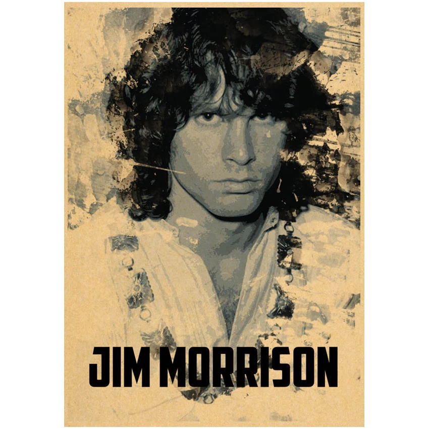 The Doors Jim Morrison Vintage Retro rock band music Guitar Matte Kraft Paper Poster Wall Sticker Home room Decora