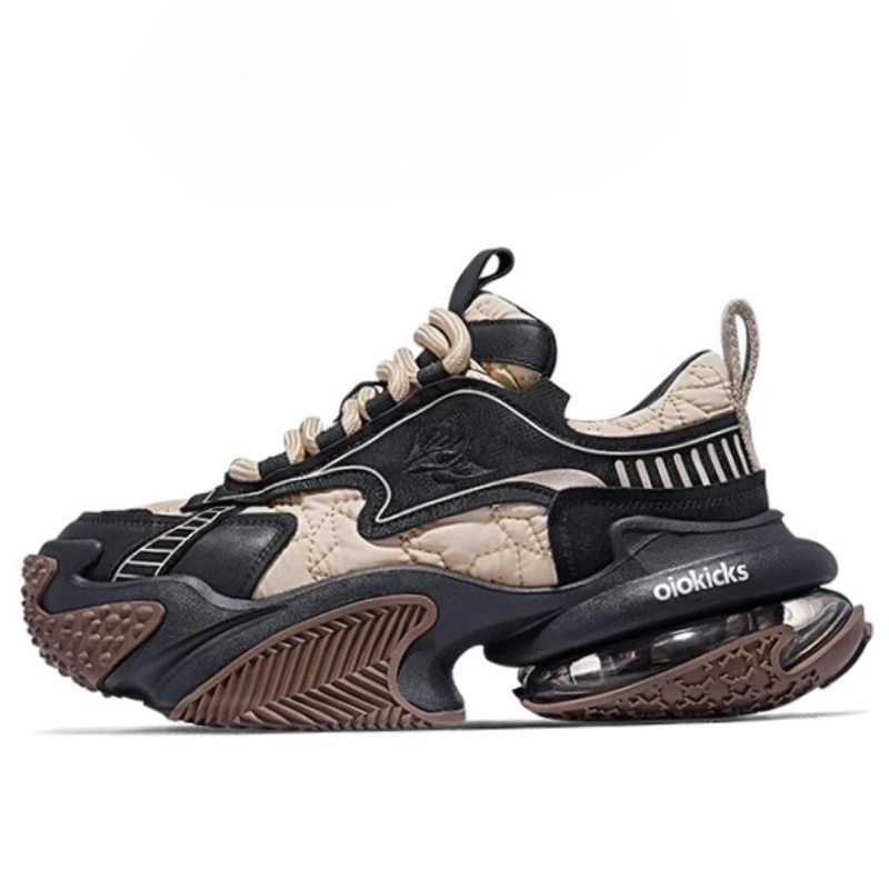 Genuine Leather Comfortable Soft Sole Design Sports Daddy Shoes Men's Height Increasing Shoes Breathable Couple Casual Sneakers