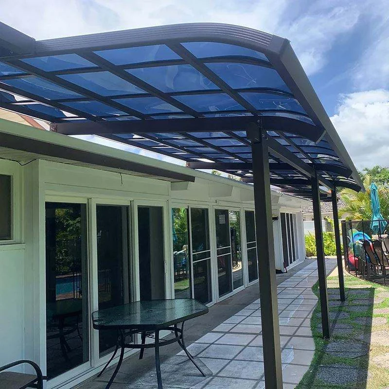 Blue Polycarbonate Aluminum Door Window Awning Fixed Sun Shade Rain Protection for Home