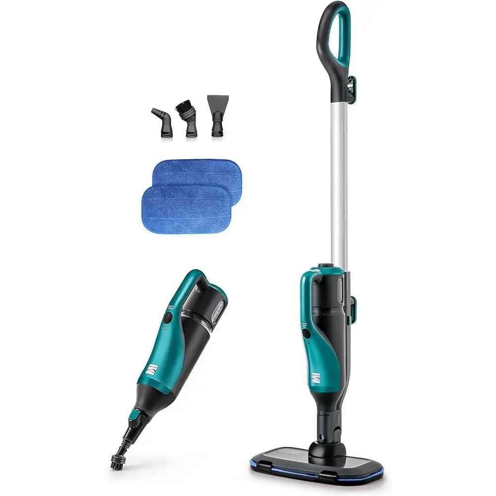 2-in-1 Steam Mop Hard Floor Cleaner with Handheld Steam Cleaner and Washable Pads Carpets Rugs Upholstery and Stubborn Messes