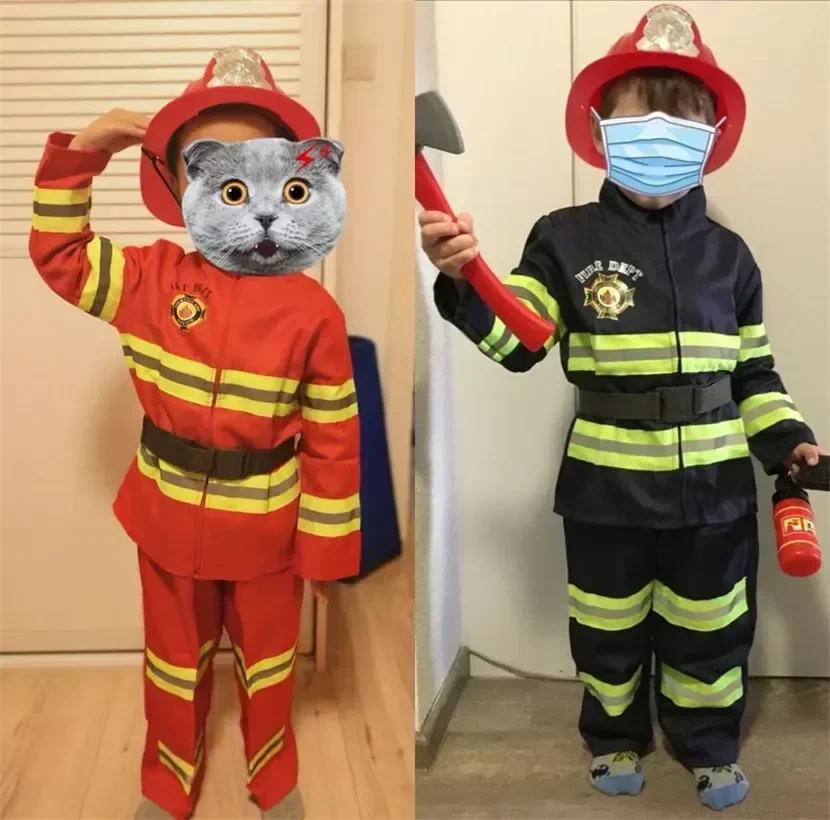 Bambini Pompiere Halloween Cosplay Uniforme Giocattoli Bambini Sam Vigili del fuoco Ruolo Abbigliamento da lavoro Vestito Ragazzo Ragazza Performance Costumi da festa