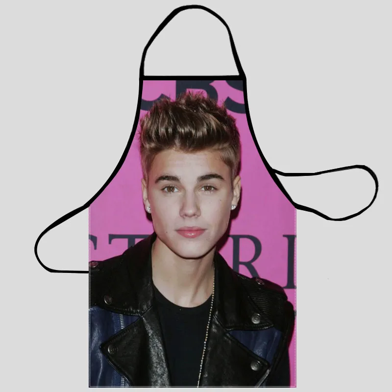 Justin Bieber Pattern Oxford Fabric Apron For Men Women Bibs Home Cooking Baking Cleaning Aprons Kitchen Accessory