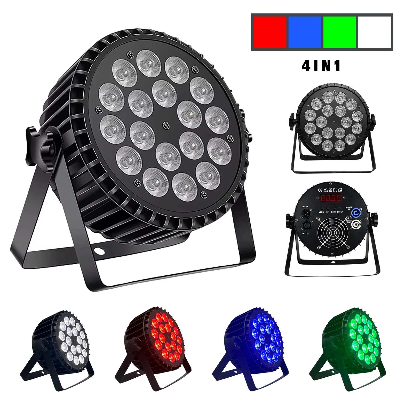 

Светодиодные светильники из алюминиевого сплава Par 18x12 Вт RGBW StageLights 4in1 Светодиодное освещение DMX512 Disco Light Профессиональное сценическое диджейское оборудование Быстрая доставка