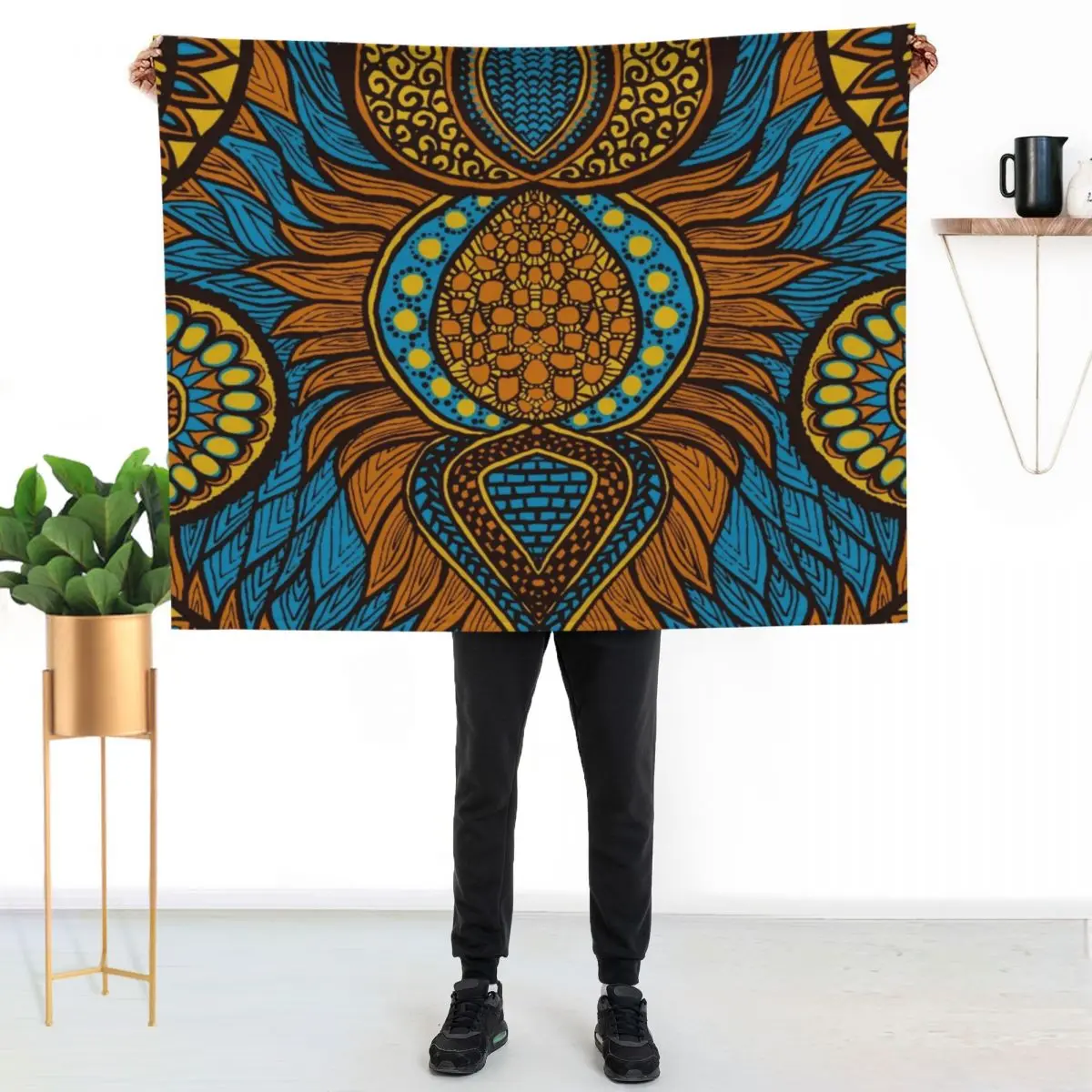 Tribal African Print Art Throw Blanket Men's Soft Warm Throw Blanket for Couch