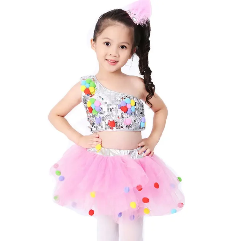 

Girl Ballroom Jazz Dance For Girls Jazz Dance Costumes for Girls Kid Ballet Children Performance Sequins Jazz Costumes For Girl
