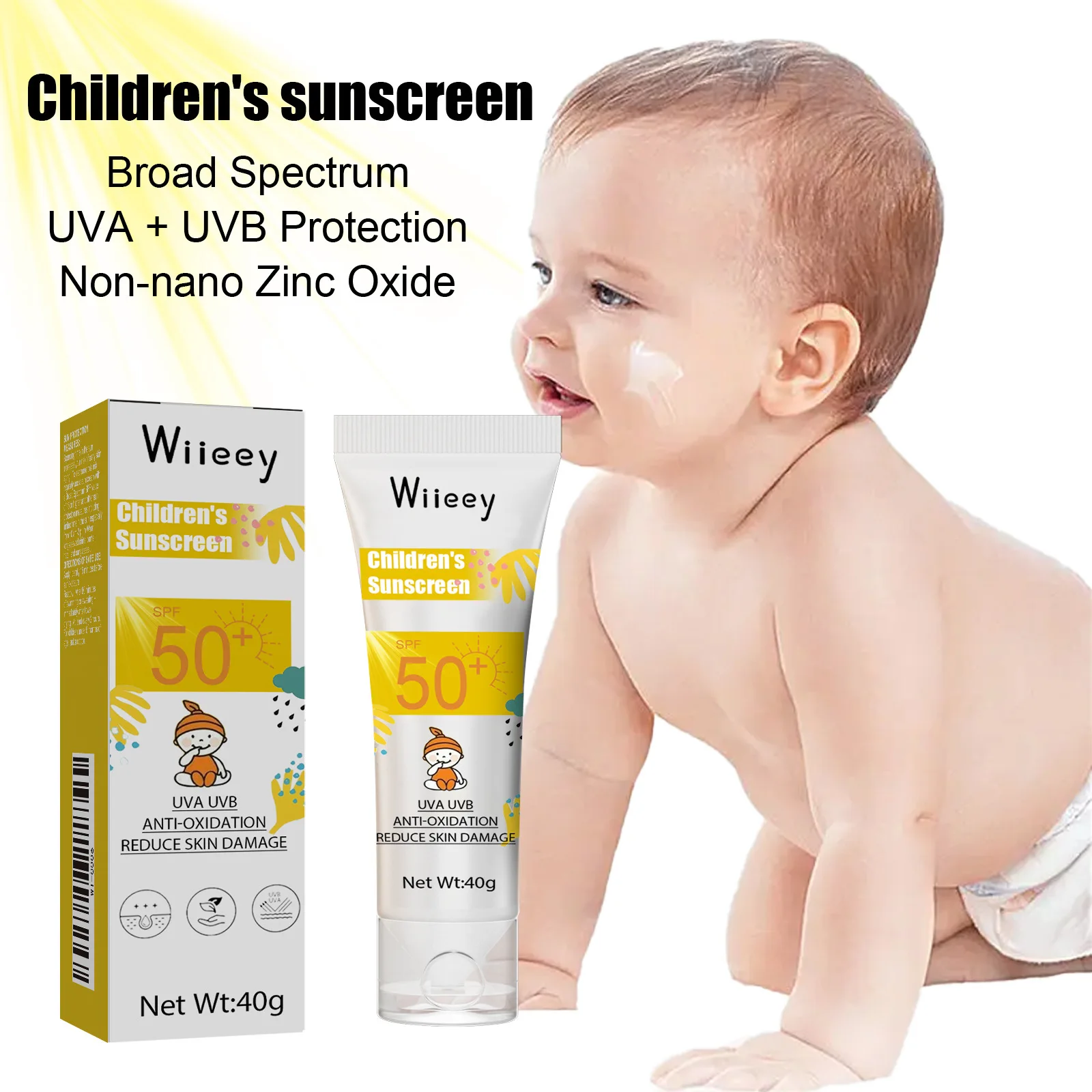 Children Sunscreen Spf 50 Refreshing Oil Free Sun Protector Anti-Oxidation Outdoor UV Resistance Moisturizing Body Lotion Cream