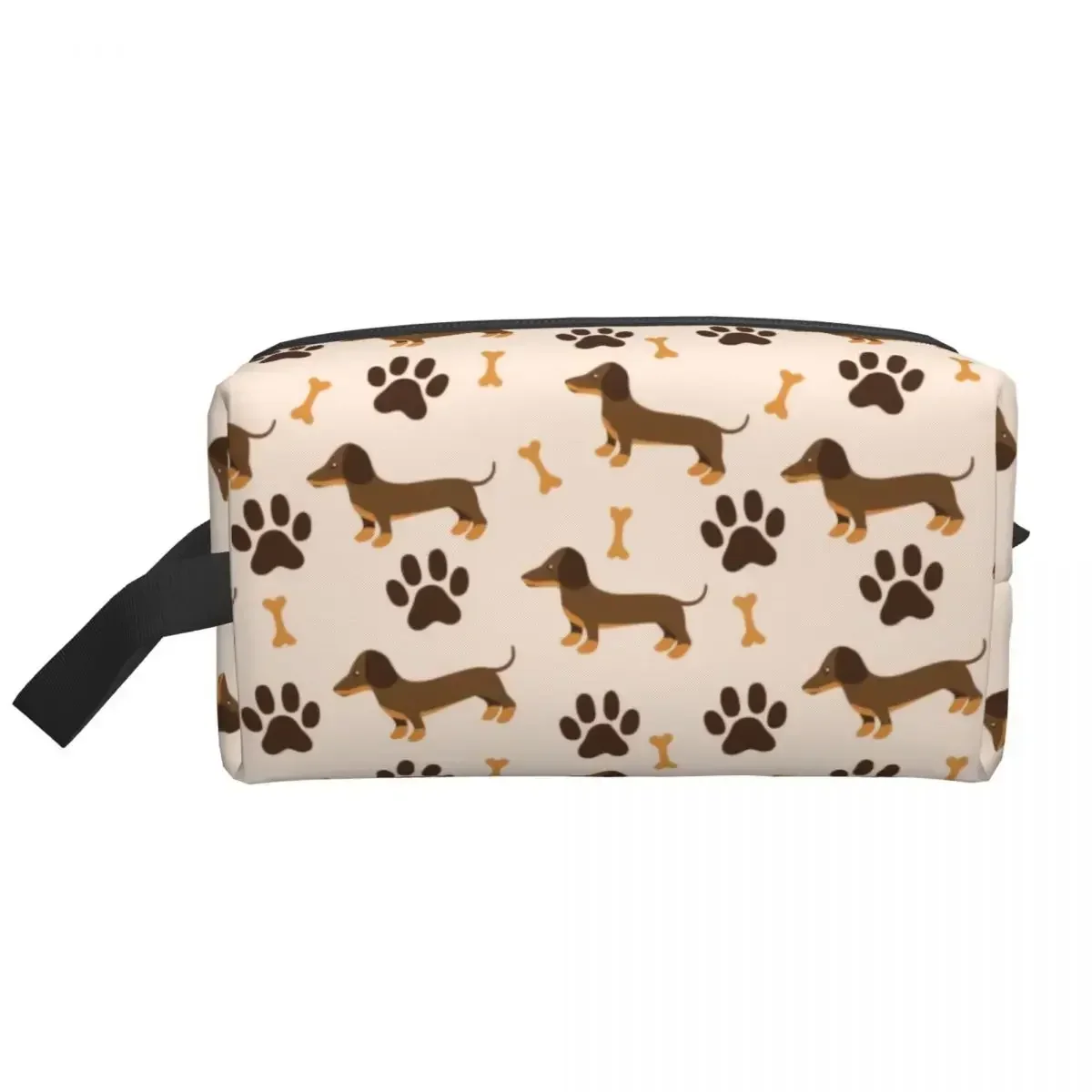 Custom Dachshund Sausage Dog Toiletry Bag for Women Animal Puppy Lovers Makeup Cosmetic Organizer Ladies Storage Dopp Kit Case