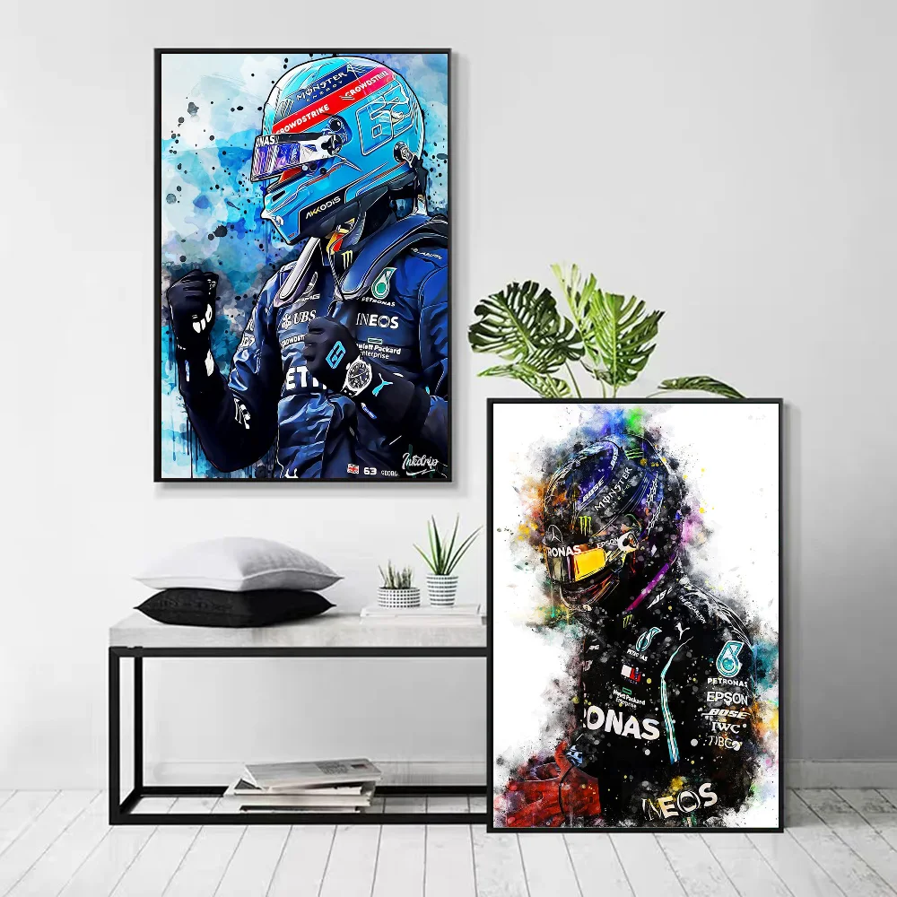 1pc F1 Formula 1 Racer Legend Lewis Hamilton Poster Self-adhesive Art Waterproof Paper Sticker Coffee House Bar Room Wall Decor