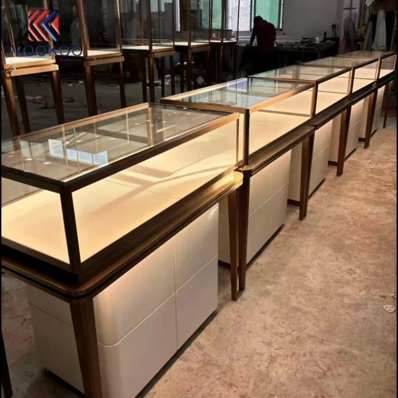 custom.Factory Direct Sale LED Heavy Duty Stand Jewelry Showcase Glass Display Cabinet