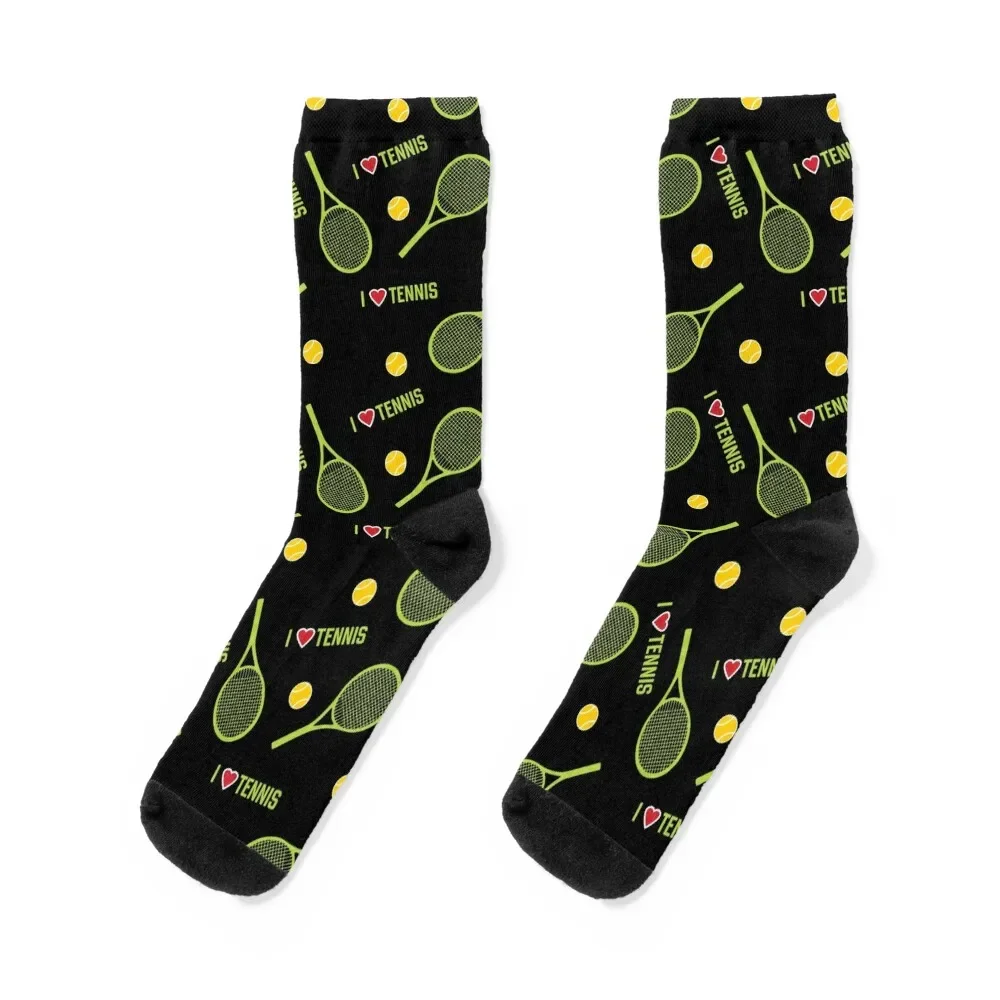 

I love tennis - black pattern Socks set Crossfit custom sports with print Luxury Woman Socks Men's