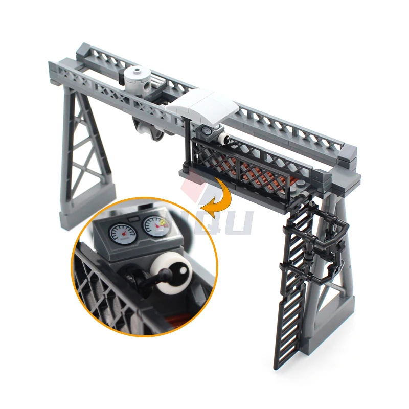 Railway Overloading Crane Model Set Building Blocks Gantry Crane Compatible 53401 Track Parts City Train MOC Bricks Kid Toy Gift - view 3