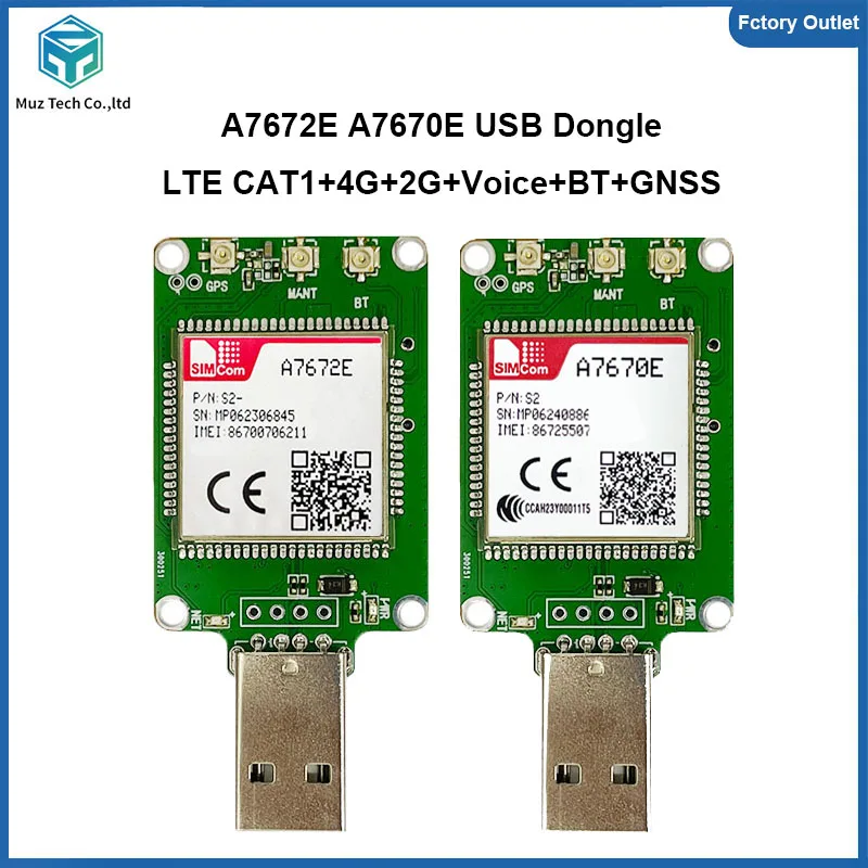 

SIMcom A7672E USB-ключ LTE CAT1 SIMCOM-модуль A7672E-FASE Поддержка GPS + данные + комплект голосового разъема для Европы/среднего Востока/Африки