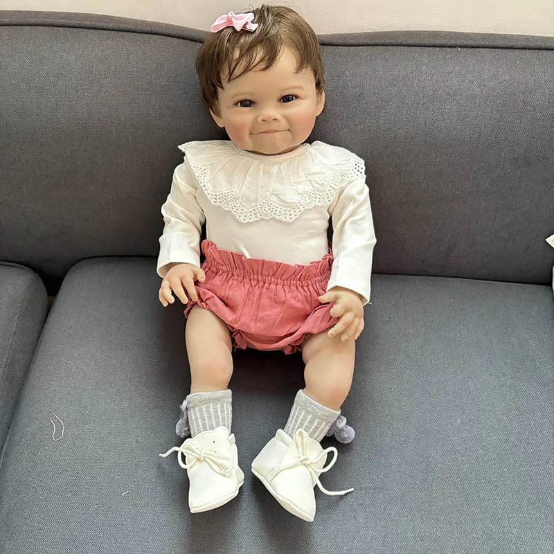 

60CM Finished Reborn Baby Doll Raya Adorable Toddler Baby Girls Soft Body Collection Art Doll with Visible Veins Bonecas Reborn