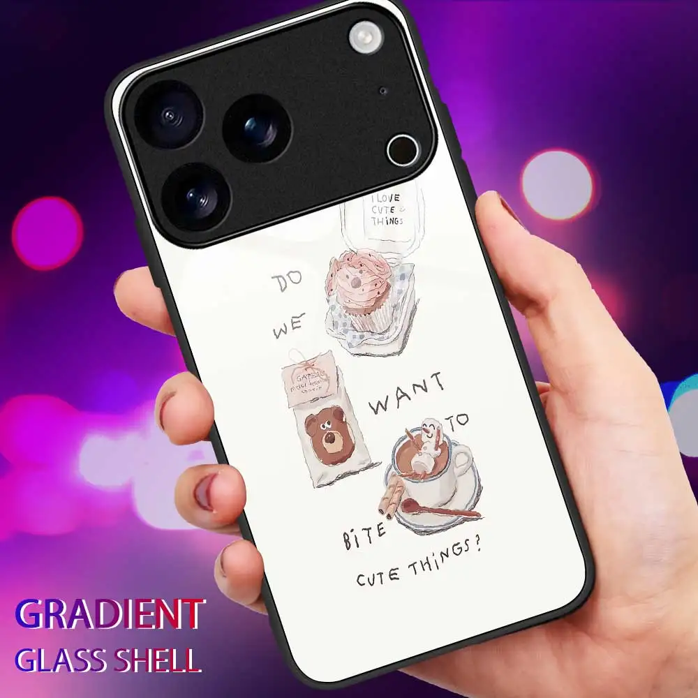 귀여운 스타일의 음식 모양 폰 케이스 (아이폰 17 Pro Max, 17 Air, 16, 15, 14 Pro Max Plus, 13, 12, 11 Pro Max, 16e, XS Max, XR, X, 7, 8 유리 커버)