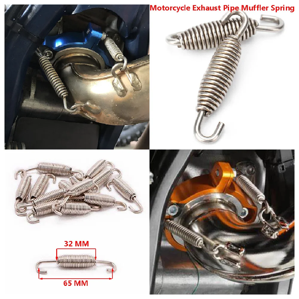 

2PCS Universal Dirt Bike Scooter ATV 80MM 65MM 62MM 55MM 50MM Motorcycle Replacement Exhaust Pipe Muffler Stainless Steel Spring