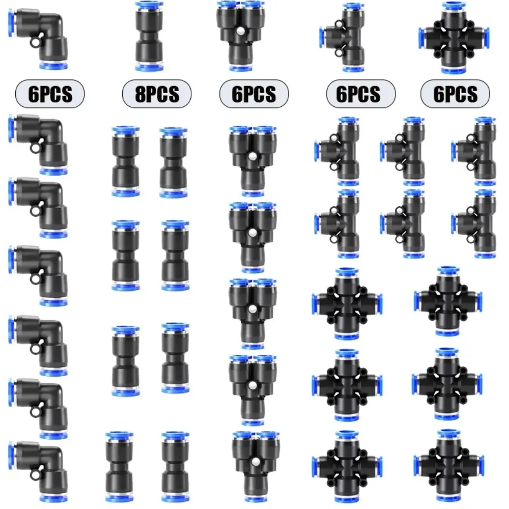 32pcs Quick Connect Hose Fitting Set - Elbow/Three-Way/Straight, General Thread for Pneumatic/Irrigation/Hydraulic