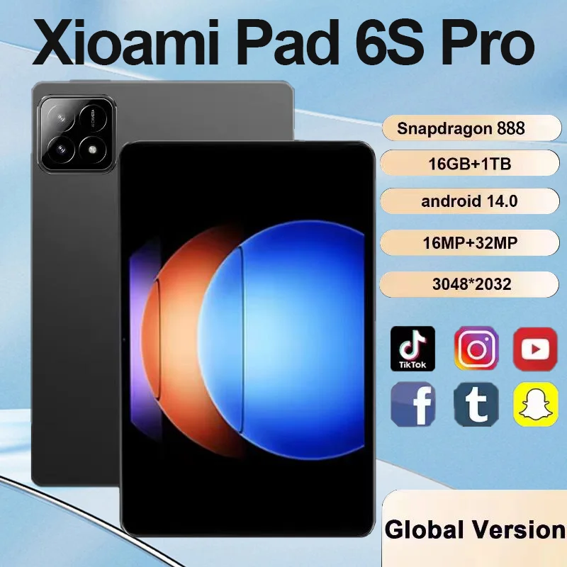 Global Version Original Xioami Pad 6S Pro Tablet 11inch  HD 4K Android 14 16GB+1T 10000mAh 5G Dual SIM Bluetooth WiFi GPS Tablet