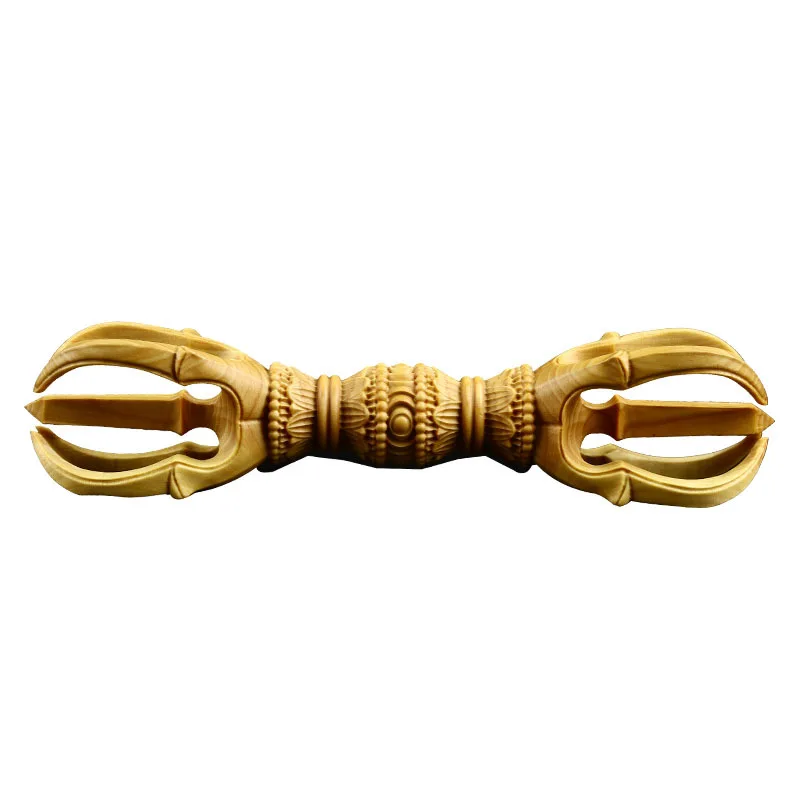 Boxwood Wood Carved Magic Vajra Statue Decor Figurines Craft Mascot Home Decoration Ornament
