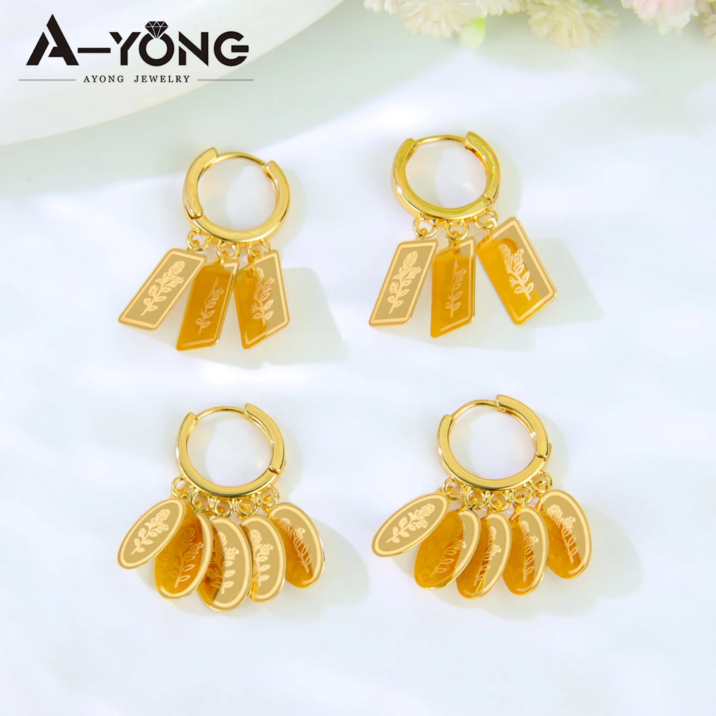 Luxury Turkish Coins Dangle Earrings 21k Gold Plated Saudi Square Flower Drop Earring Dubai Bridal Wedding Jewelry Gift