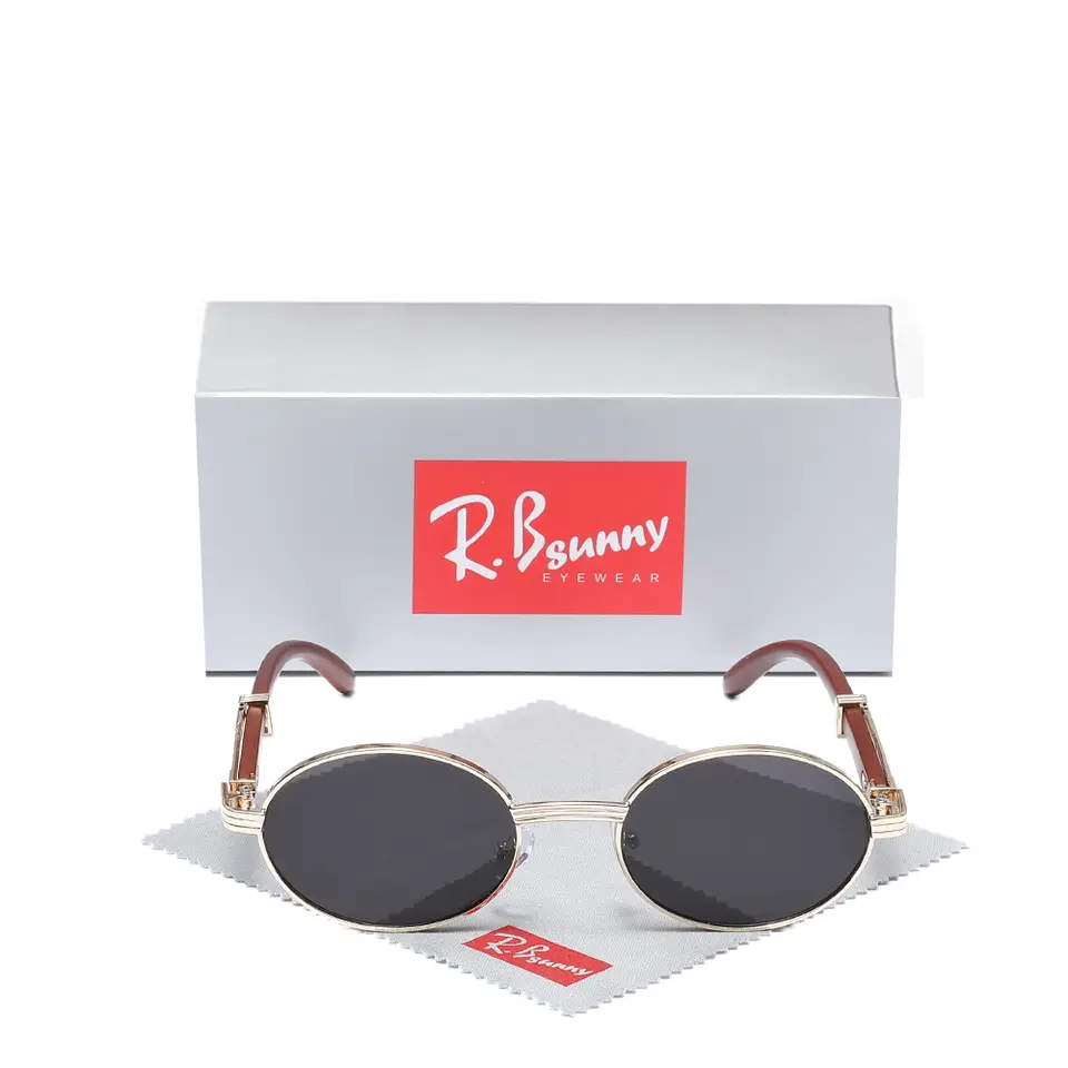 Retro round metal frame sunglasses