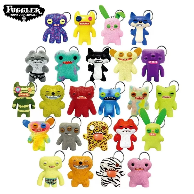 오리지널 Fuggler 피규어 키 체인 블라인드 박스 장난감 재미 있은 추악한 치아 몬스터 열쇠 고리 무리 피규어 귀여운 미스터리 박스 인형 선물