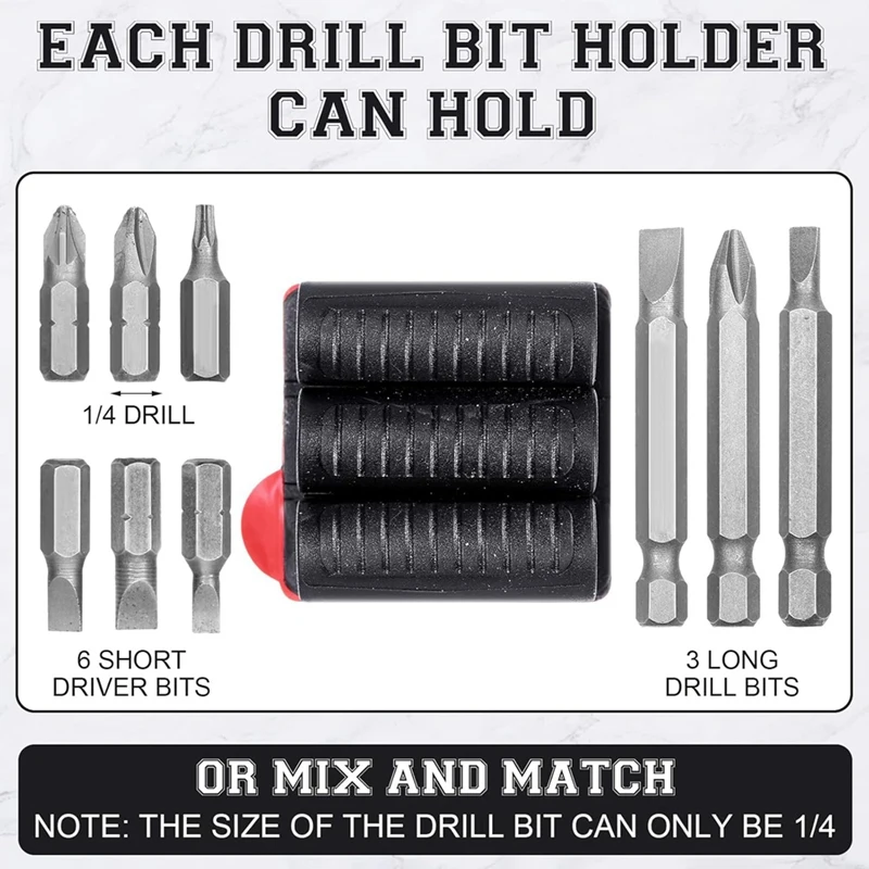 6Pack Drill Bit Holder Tool Holsters For Impact Driver Carry Up To 6 Driver Bits On The Side Of Power Drill Or Driver