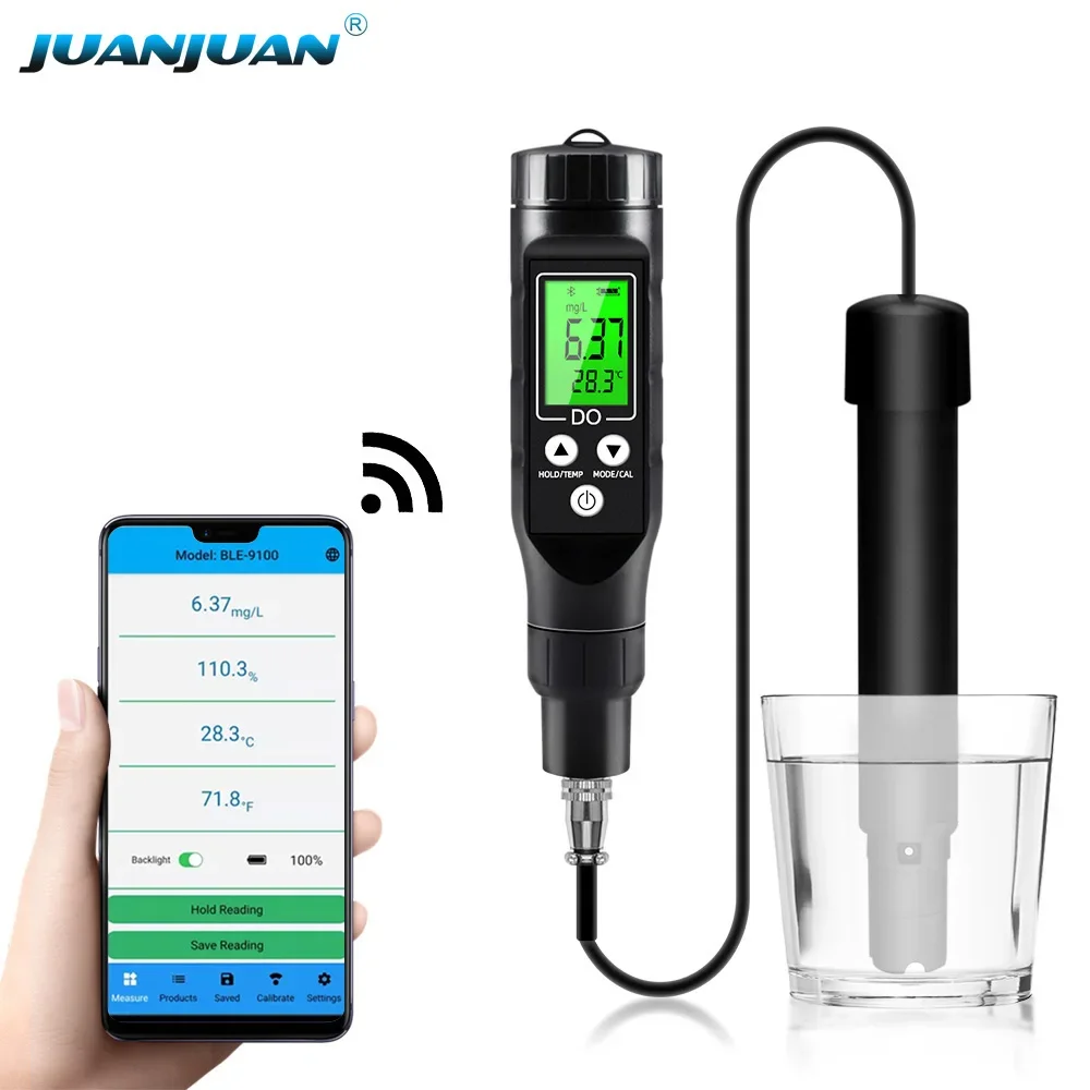 Smart Blue Tooth Dissolved Oxygen Meter Sensor 0.0-30.0 mg/L Digital Online Detector High Precision Electrode Tester